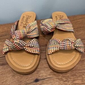 Blowfish Malibu Ashland Multi Color Woven Knotted Slide Sandals Womens 7.5M Boho